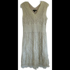 Chris McLaughlin Beige Lace Overlay V Neck Sleeveless Dress Size 12 NWT